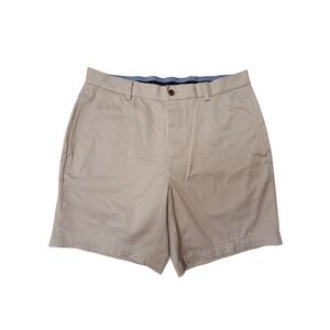 Brooks Brothers Mens Khaki Advantage Chino Shorts Tan Stretch Flat Front‎ W33